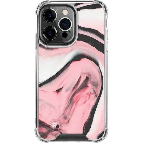 Pink Marble Ink iPhone 14 Pro Clear Case